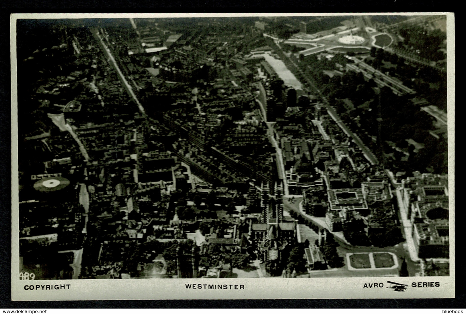 Ref 1574 -  Early Aerial Real Photo Postcard - Area Of Westminster  London - Westminster Abbey