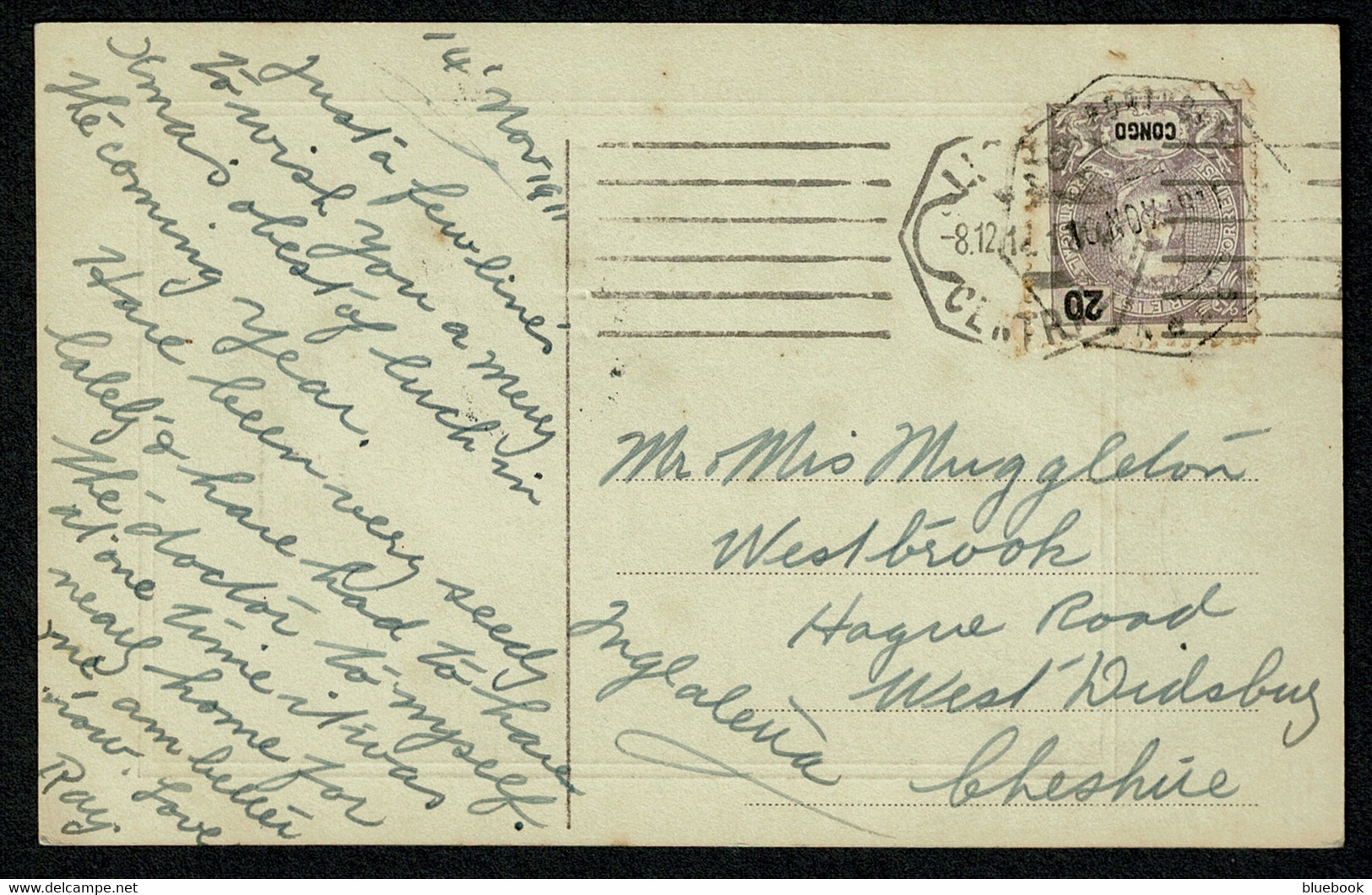 Ref 1575 -  1911 Postcard Ex Portugal Colony - Congo 20r Rate To West Didsbury Cheshire - Portuguese Congo