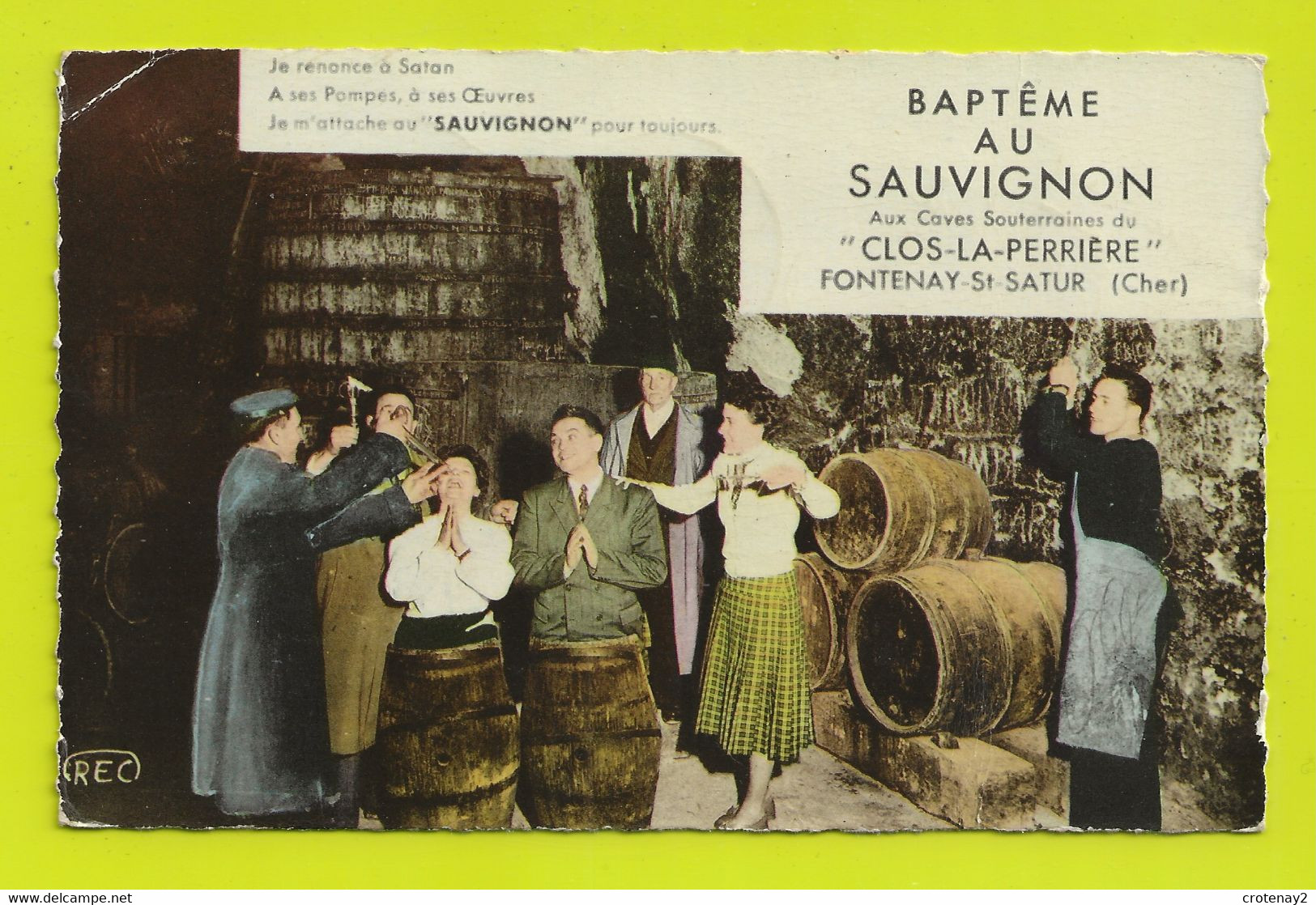 18 FONTENAY ST SATUR Vers Cosne Vin Vigne Baptême Au SAUVIGNON Clos La Perrière Pipette 1956 Archambault Père Et Fils - Vignes