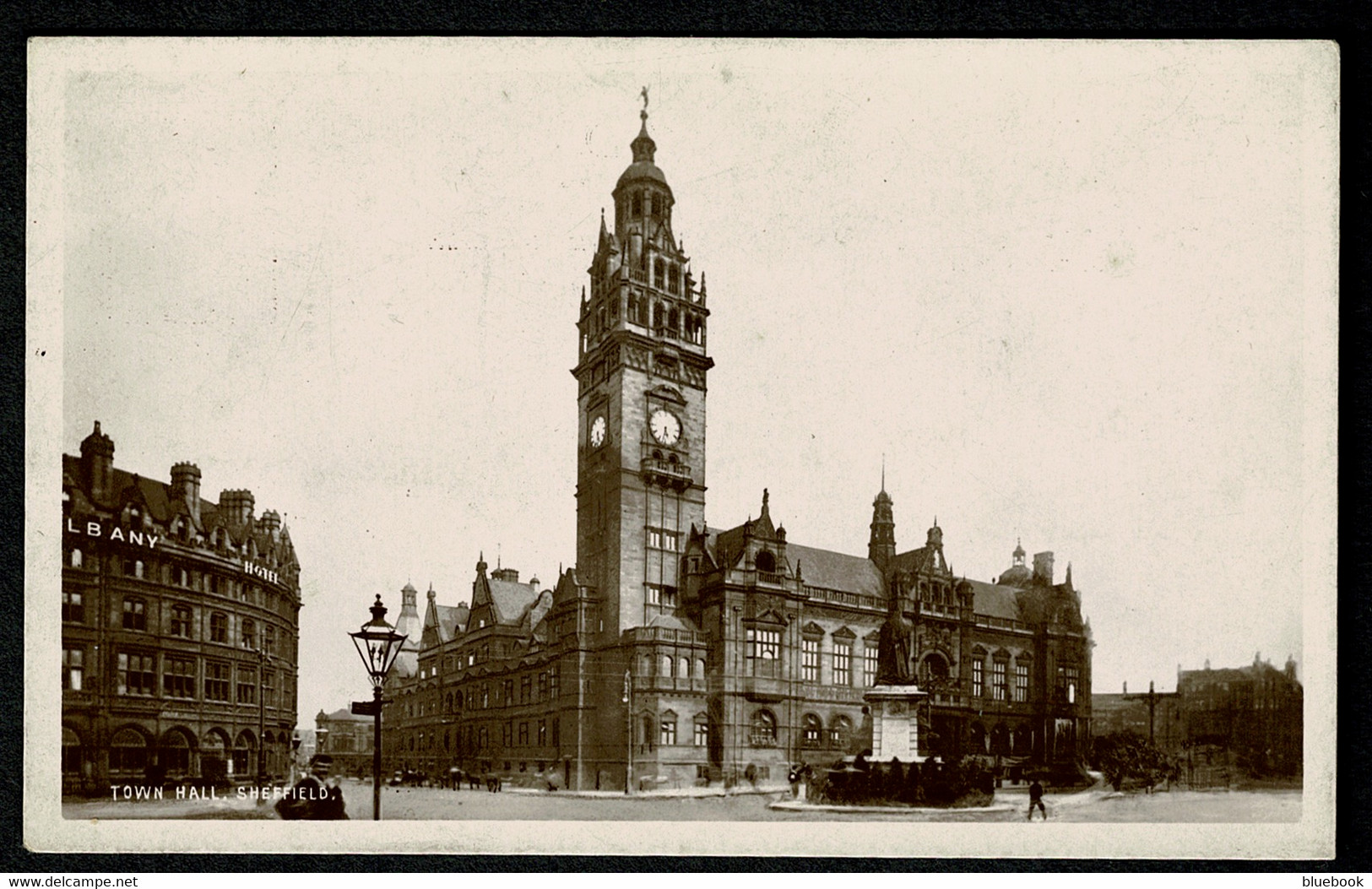 Ref 1575 -  Early Real Photo Postcard - Sheffield Town Hall & Albany Hotel - Yorkshire - Sheffield