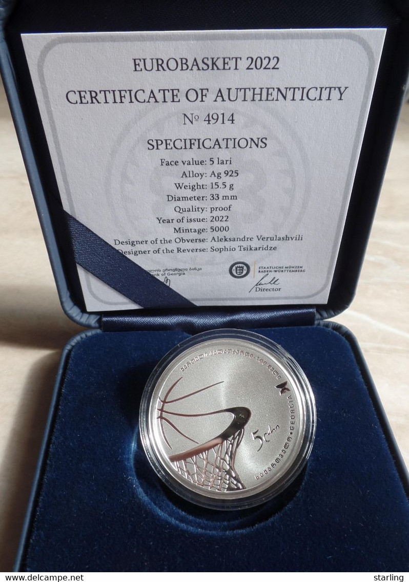 Georgia 2022 EuroBasket Collector Coin Silver Proof   See Description Please - Georgia