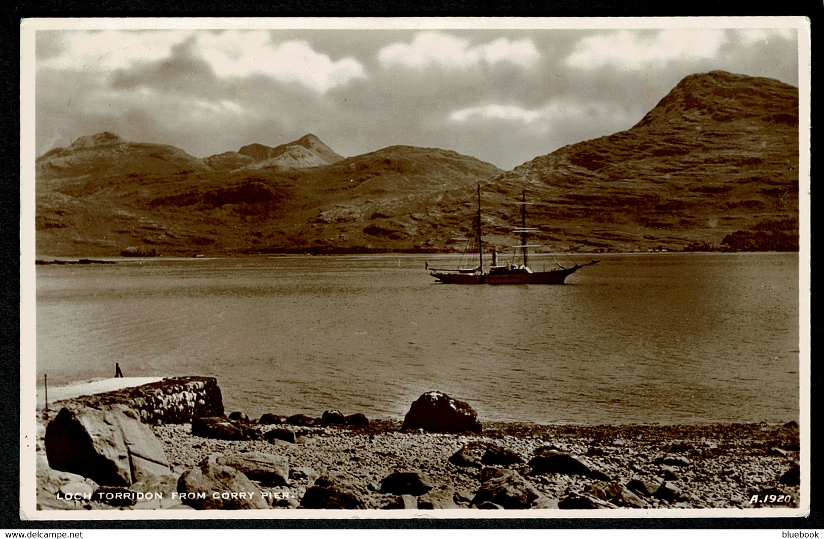 Ref 1576 - 1939 Real Photo Postcard - Sailing Ship Loch Torridon From Corry Pier - Scotland - Ross & Cromarty