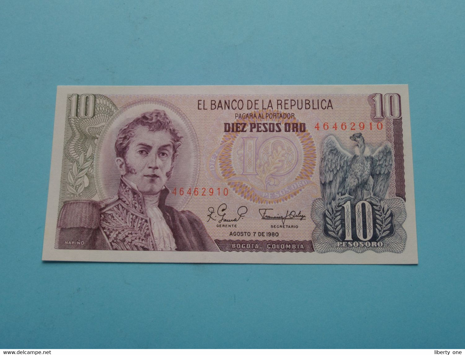 10 Diez Pesos Oro ( 46462910 ) COLOMBIA - Agosto 7 De 1980 ( Voir / See > Scans ) UNC ! - Colombia