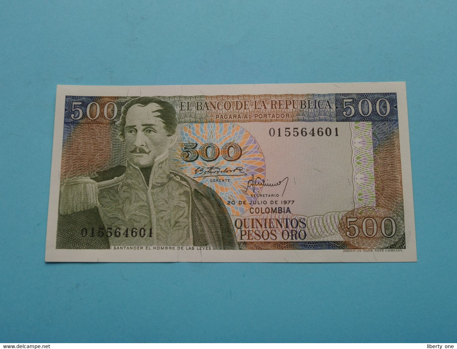 500 Quinientos Pesos Oro ( 015564601 ) COLOMBIA - 20de Julio De 1977 ( Voir / See > Scans ) UNC ! - Colombie