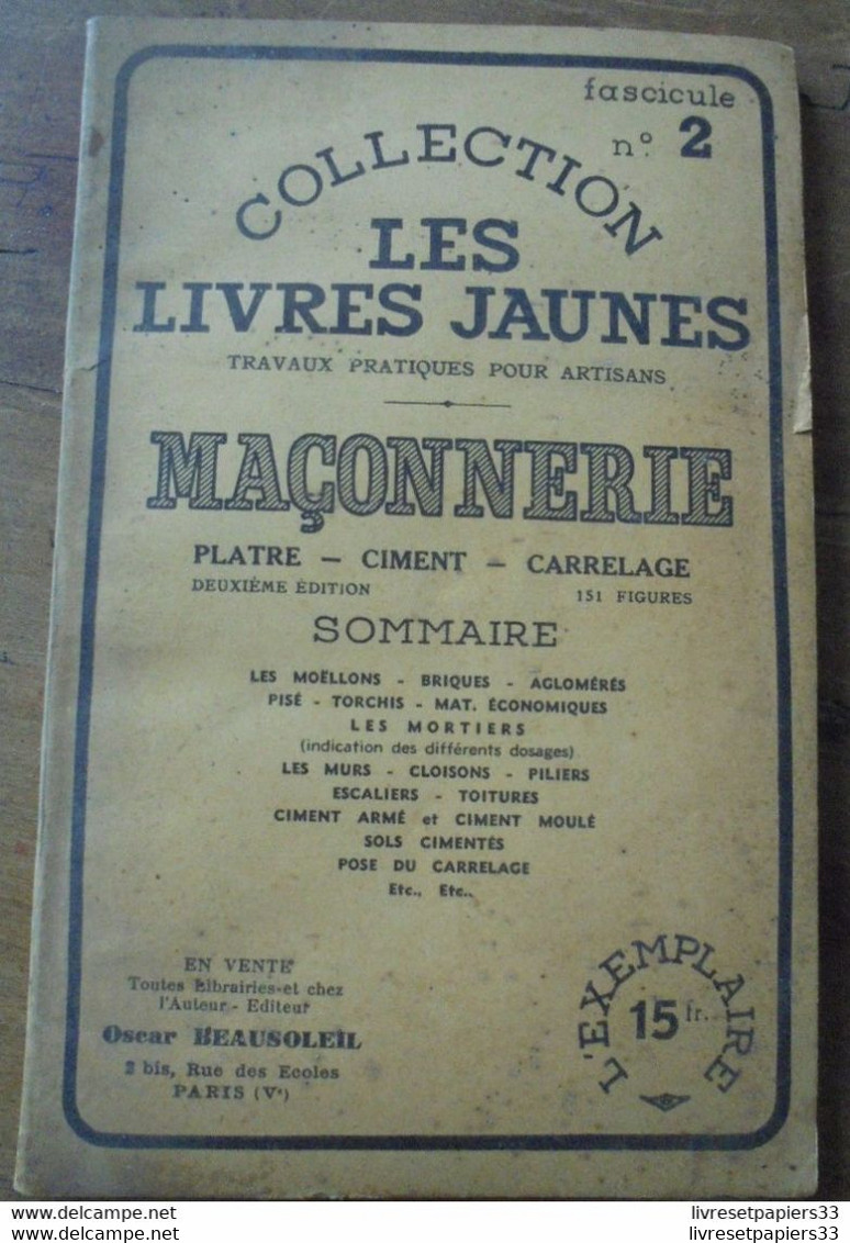 Collection Les Livres Jaunes - Travaux Pratiques Pour Artisans MACONNERIE - Bricolage / Technique