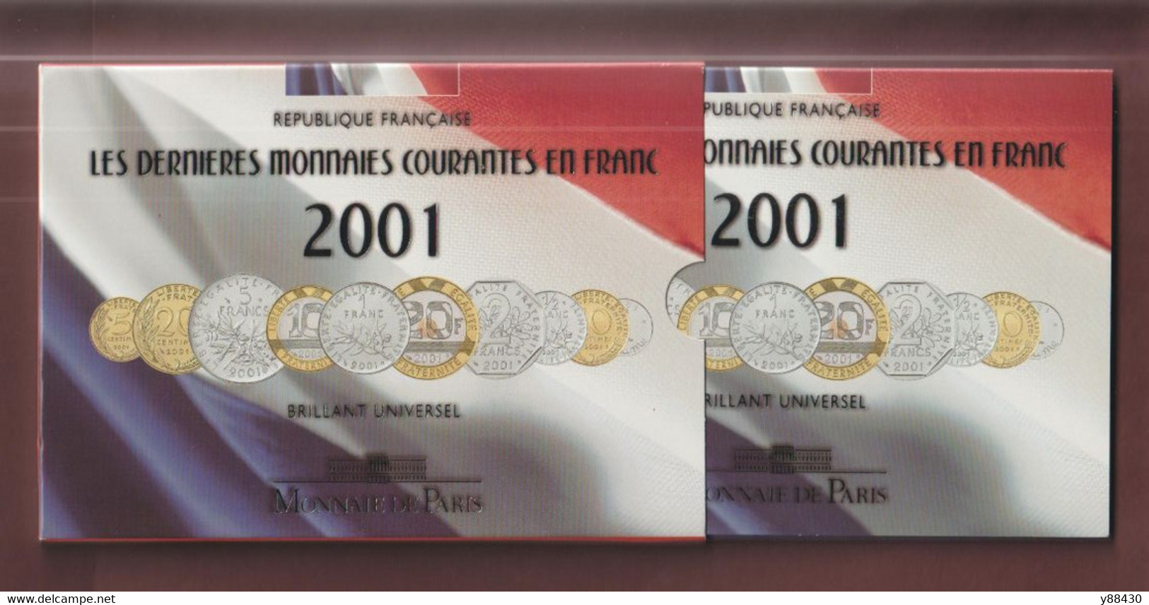 2001 - FRANCE - BU DES DERNIERS FRANCS Officiel - Série Des 10 Pièces De 2001 - Sous Blister Scellé D'origine - 6 Scan - BU, Proofs & Presentation Cases