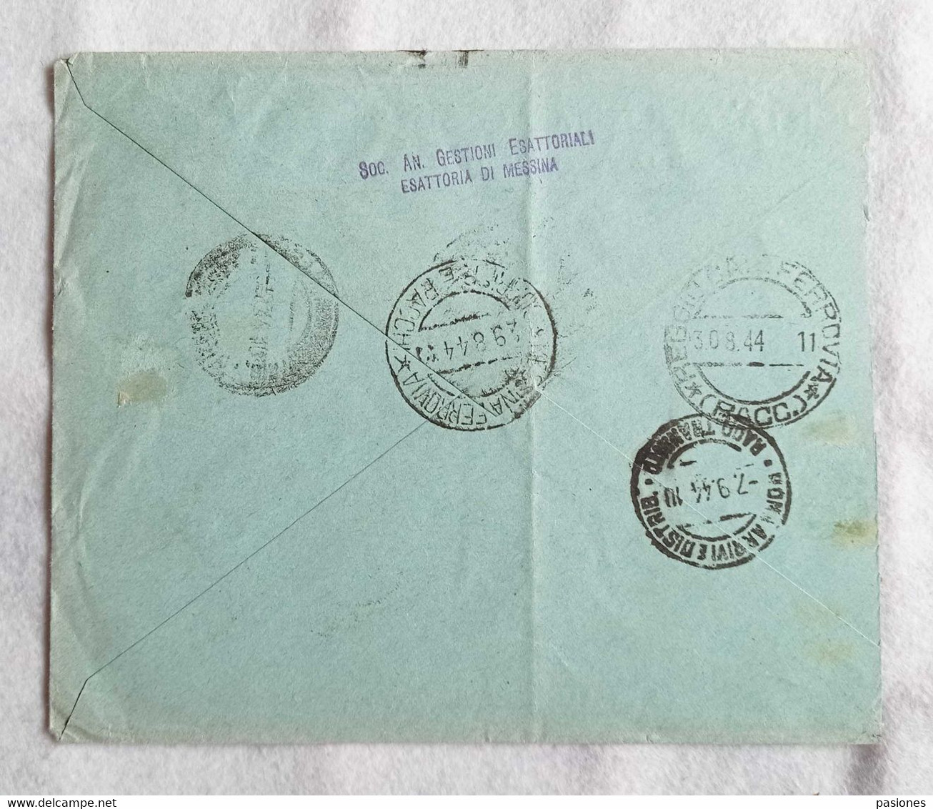 Busta Di Lettera Raccomandata Da Messina Per Roma 29/08/1944 Occupazione Anglo-Americana Della Sicilia - Anglo-Amerik. Bez.: Sicilë