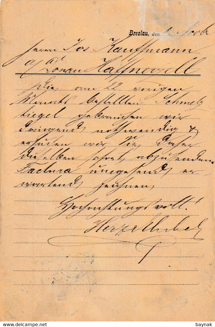 PL417 --   BRESLAU  --    POSTKARTE  --  HERZ & EHRLICH  --  1883  --  N. SCHLESIEN - ...-1860 Préphilatélie