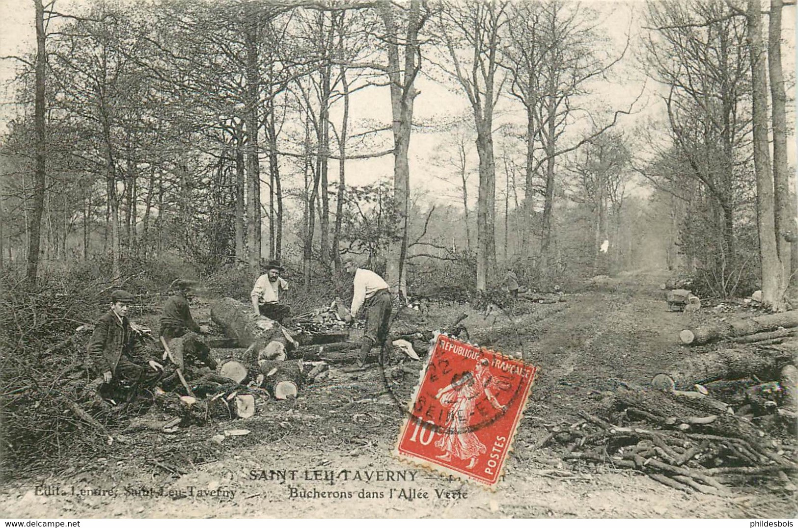 VAL D'OISE  SAINT LEU-TAVERNY   Bucherons Dans L'allée Verte - Saint Leu La Foret