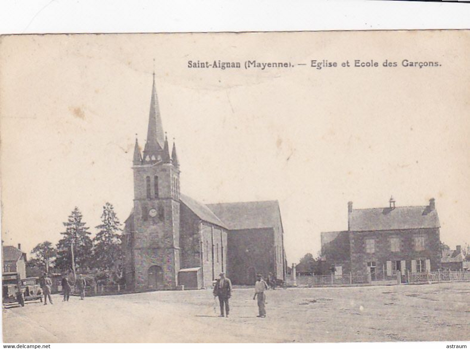 Cpa-53- Saint Aignan - Eglise , Ecole Des Garcons -edi Rabat N°109 - Saint Aignan Sur Roe