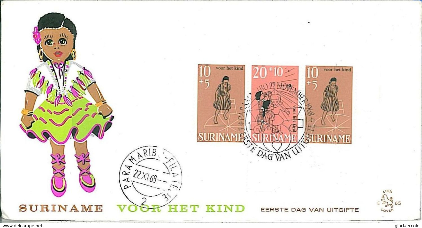 25498 - SURINAME - POSTAL HISTORY - FDC COVER 1969 : CHILDREN / TOYS / DOLLS - Poupées