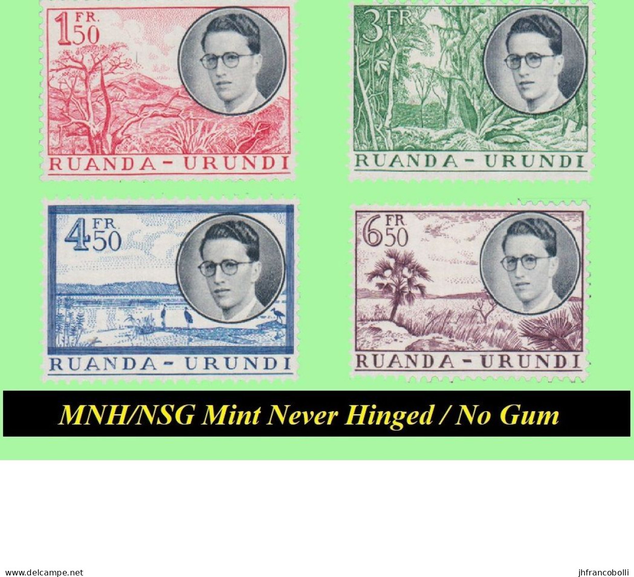 1955 * RUANDA-URUNDI RU 196/199 MNH (NO GUM) KING'S TRAVEL SET  ( X 4 Stamps ) - Neufs