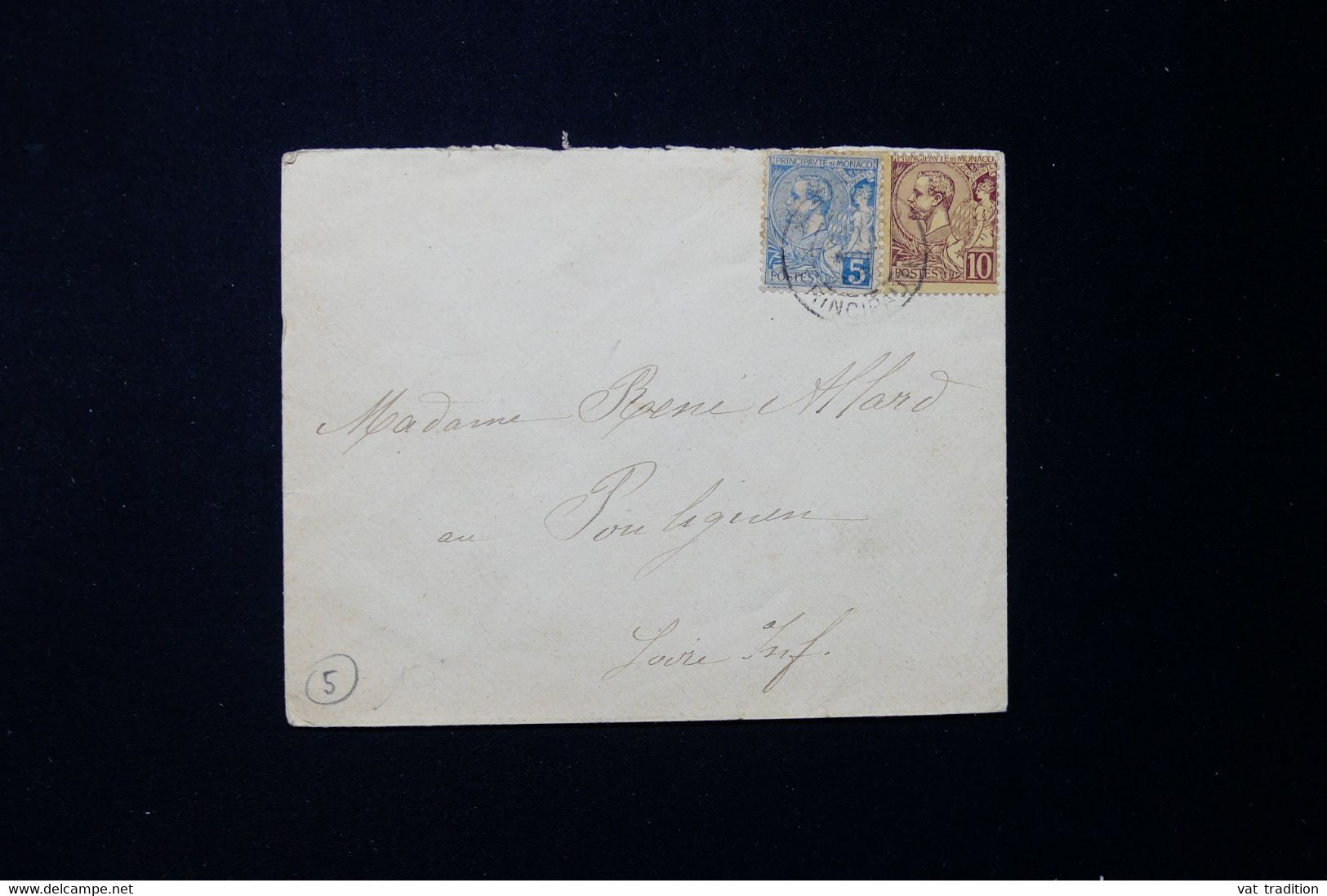 MONACO - Affranchissement Bicolore Prince Albert 1er Sur Enveloppe Pour Le Pouliguen En 1898  - L 132328 - Brieven En Documenten