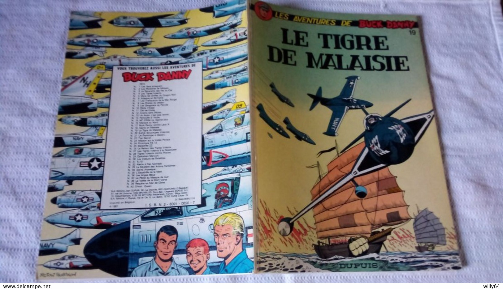 LES AVENTURES DE BUCK DANNY  N°19  "Le Tigre De Malaisie"   1977  DUPUIS   BD SOUPLE  TBE - Buck Danny