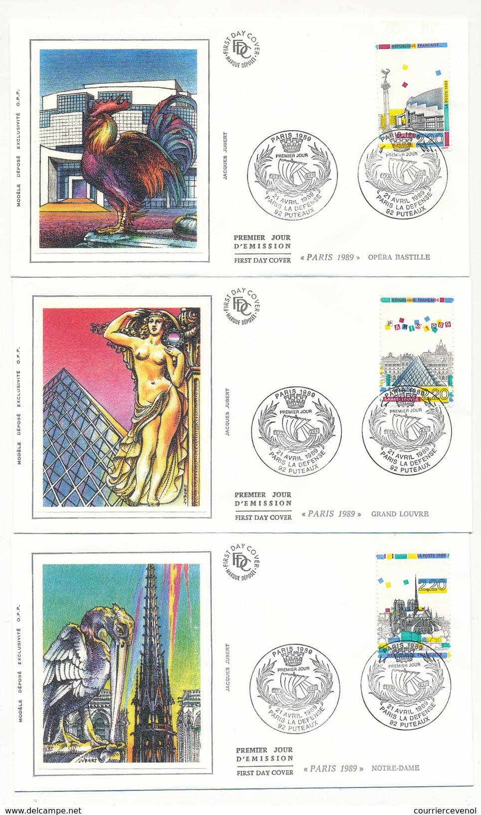 FRANCE => 5 Enveloppes FDC Soie - Vues De Paris - 1989 - 1980-1989