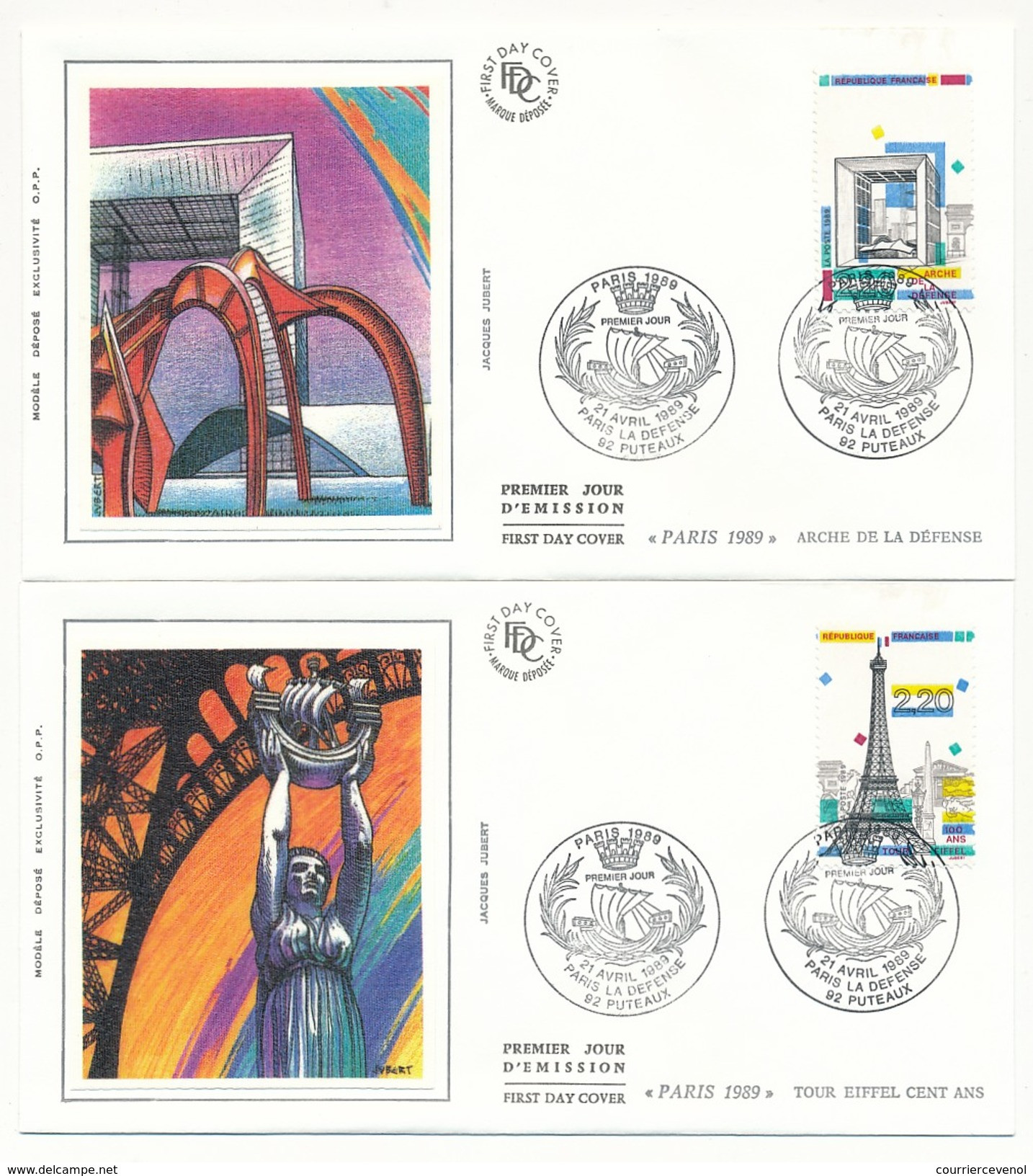 FRANCE => 5 Enveloppes FDC Soie - Vues De Paris - 1989 - 1980-1989