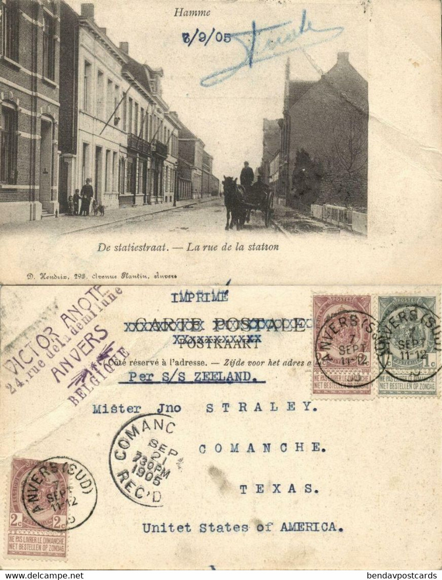 Belgium, HAMME, Statiestraat, Rue De La Station (1905) Postcard - Hamme