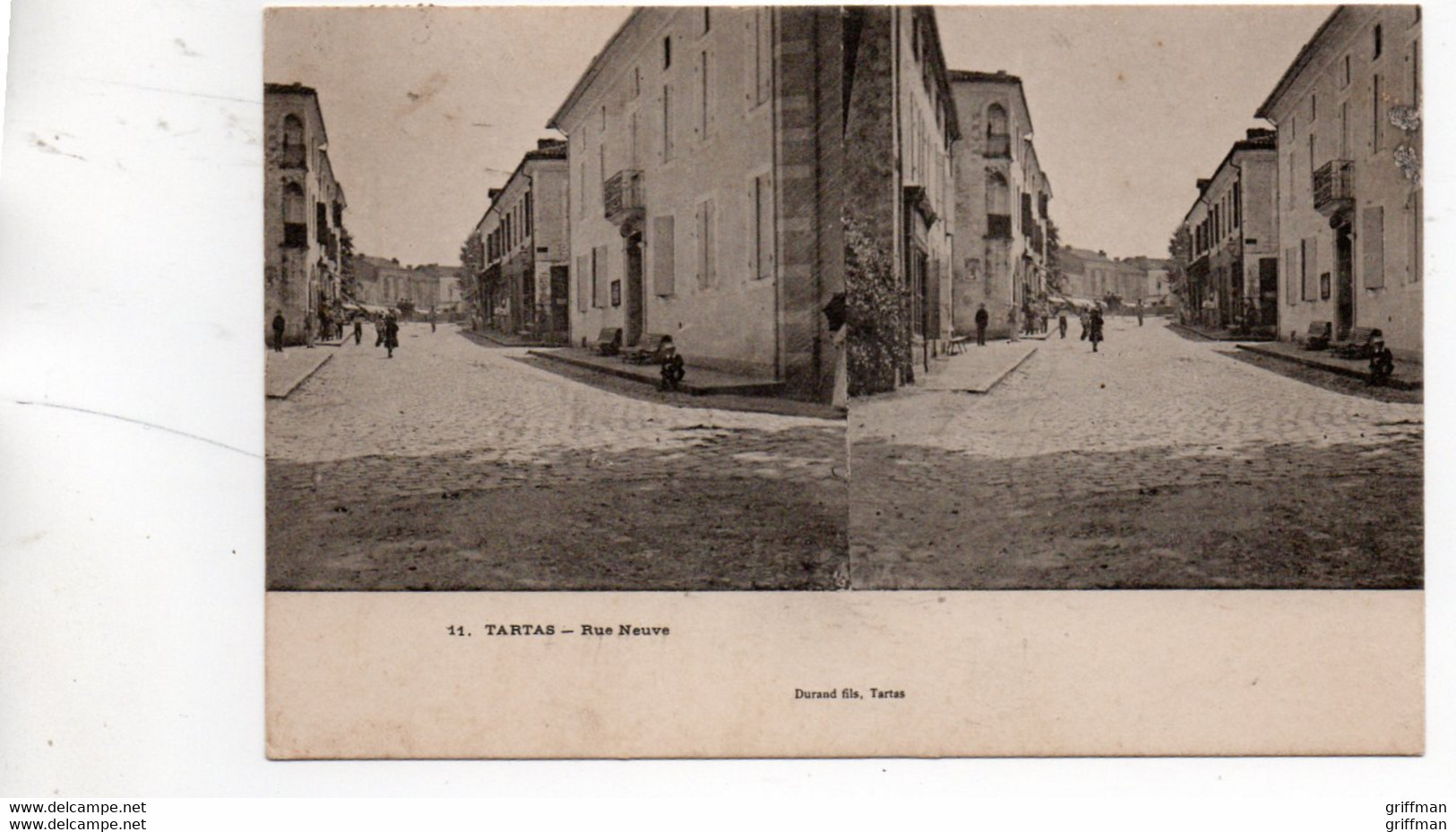 TARTAS CARTE STEREOSCOPIQUE RUE NEUVE 1914 TBE - Tartas