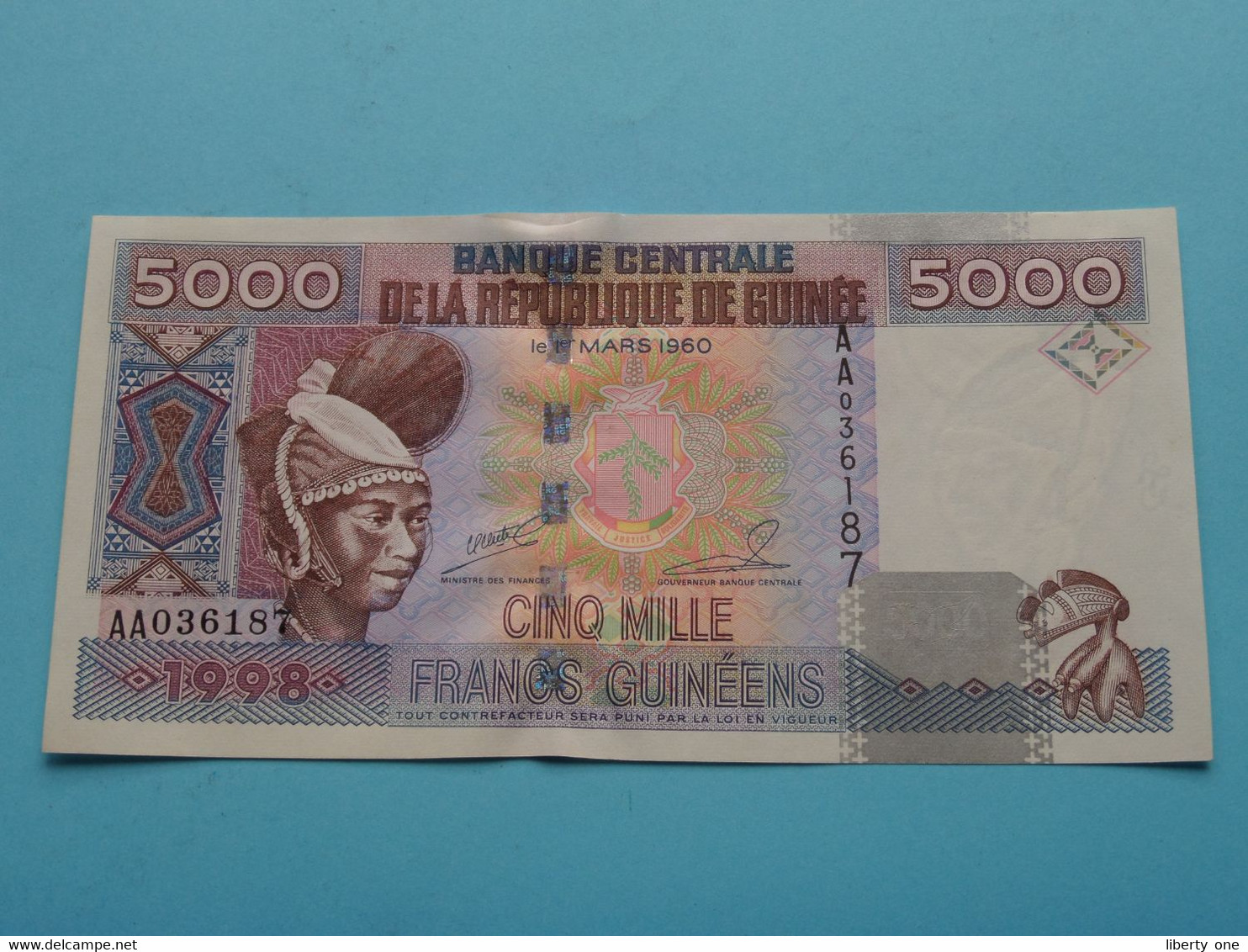 5000 Mille Francs Guinéens ( 1998 - AA036187 ) République Guinée ( For Grade, Please See Photo ) UNC ! - Guinea