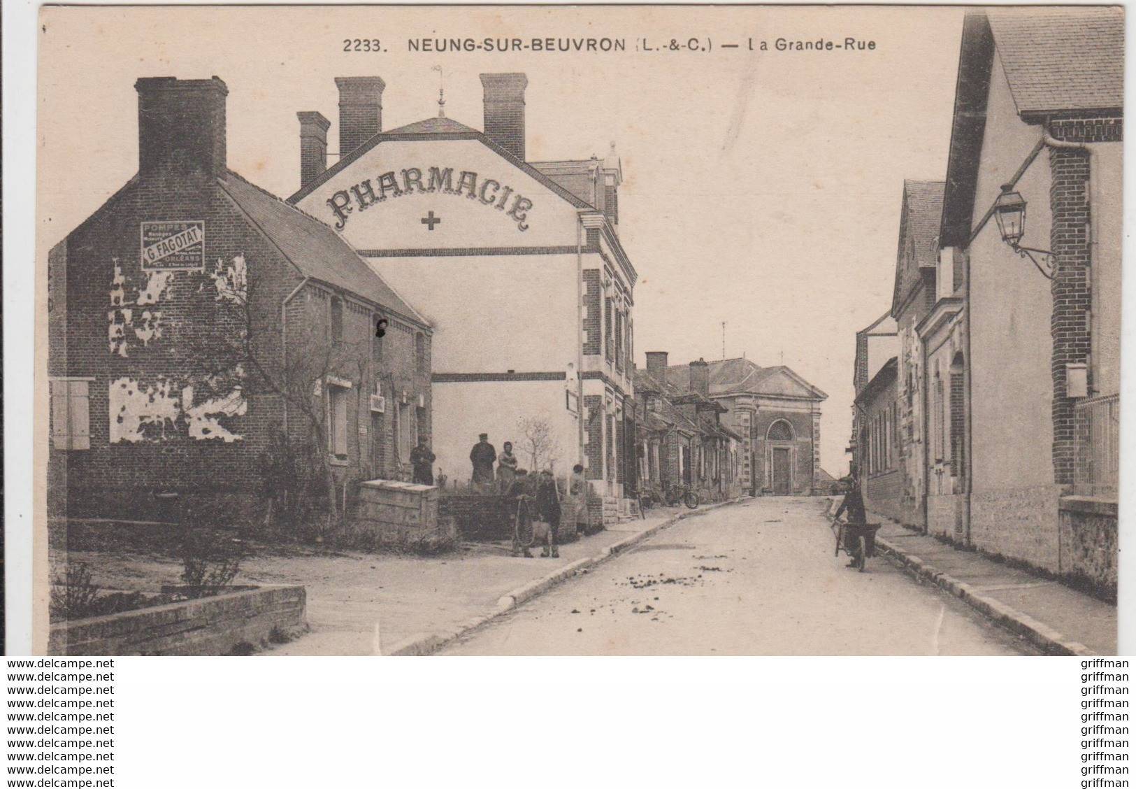 NEUNG SUR BEUVRON LA GRANDE RUE 1918 TBE - Neung Sur Beuvron