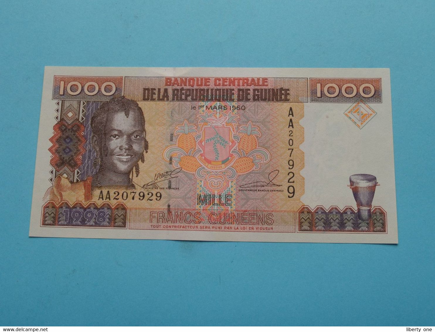 1000 Mille Francs Guinéens ( 1998 - AA207929 ) République Guinée ( For Grade, Please See Photo ) UNC ! - Guinee