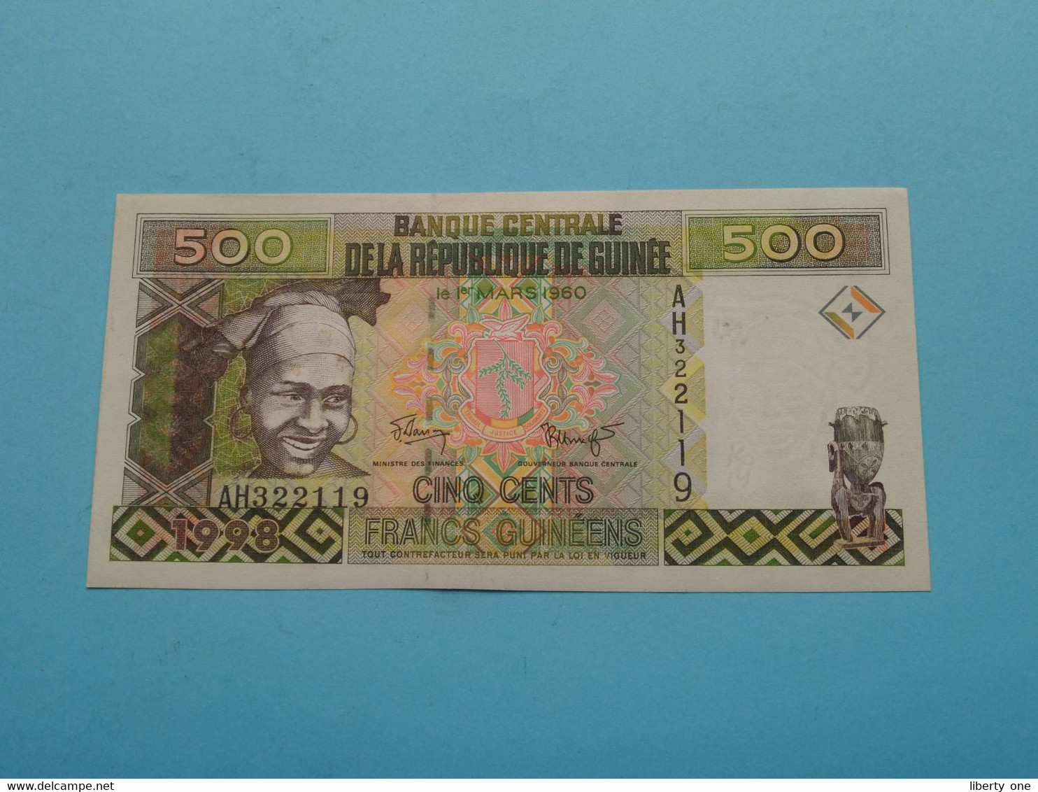 500 Cents Francs Guinéens ( 1998 - AH322119 ) République Guinée ( For Grade, Please See Photo ) UNC ! - Guinea