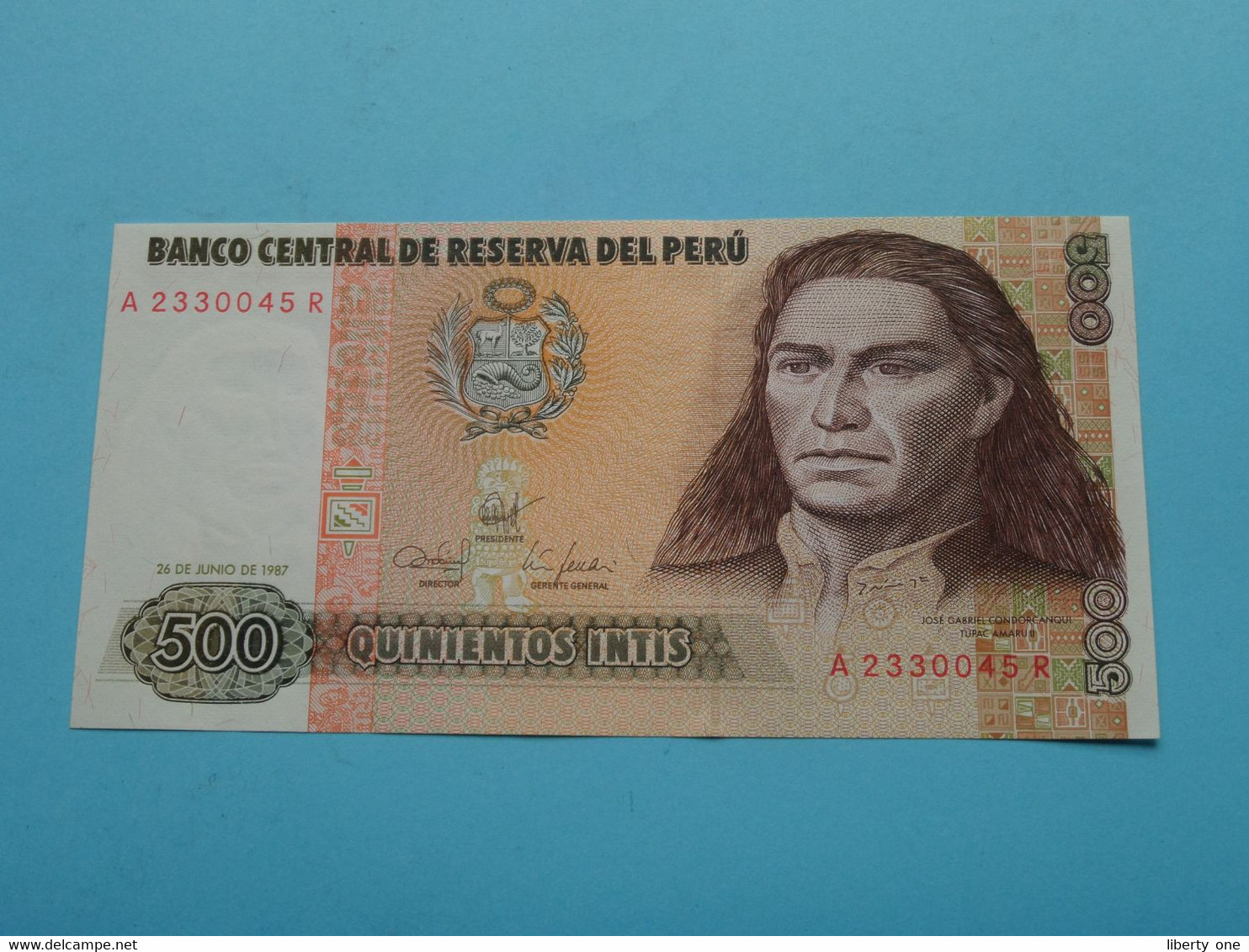 500 Quinientos Intis ( 24 De Junio 1987 - A2330045R ) PERU ( For Grade, Please See Photo ) UNC ! - Perú