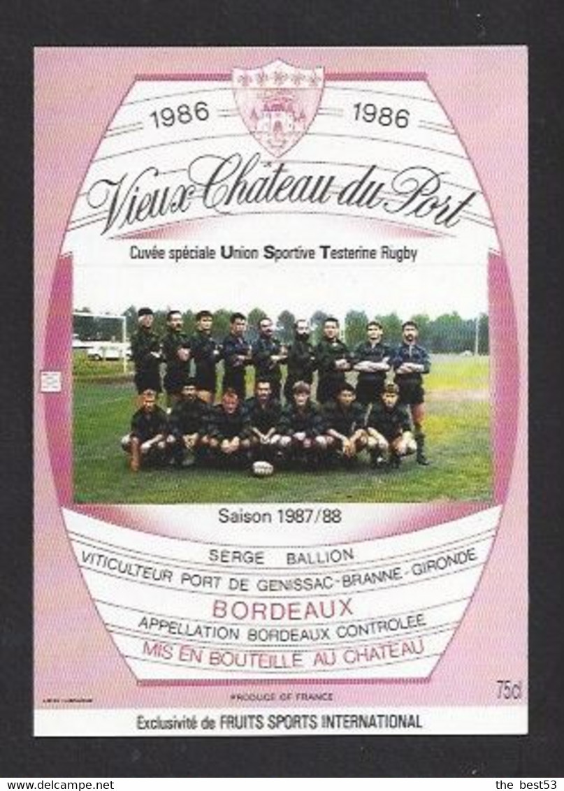 Etiquette De Vin Bordeaux - Chateau Du Port - Union Sportive Testarine Rugby à La Teste De Buch (33) - Sonstige & Ohne Zuordnung