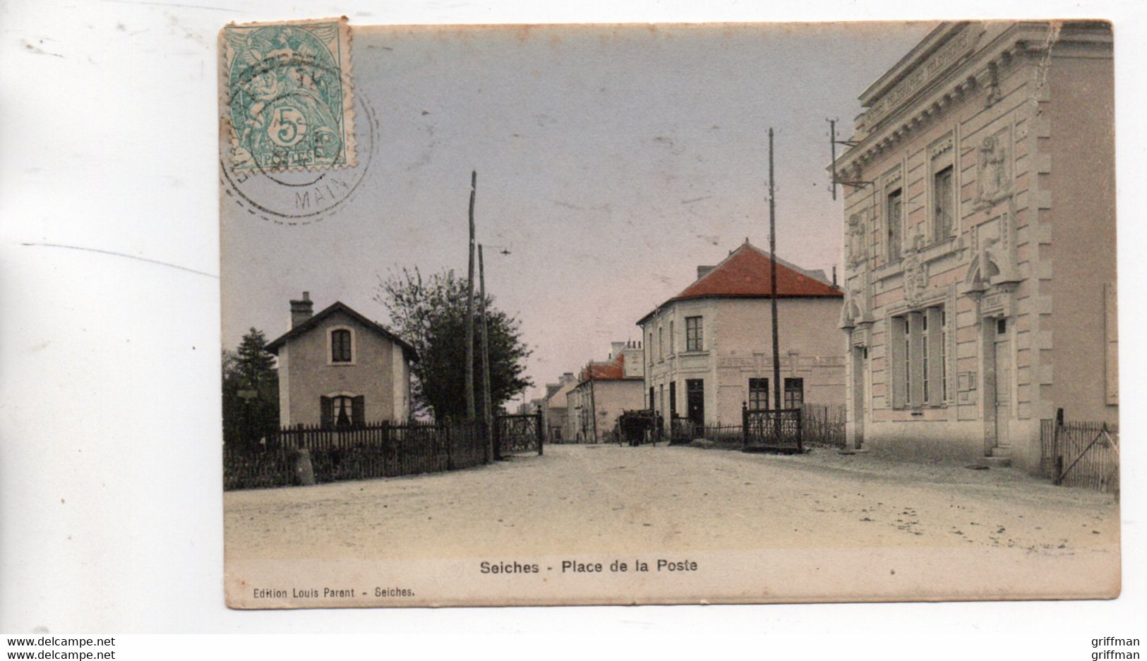 SEICHES SUR LE LOIR PLACE DE LA POSTE PASSAGE A NIVEAU 1905 TBE - Seiches Sur Le Loir