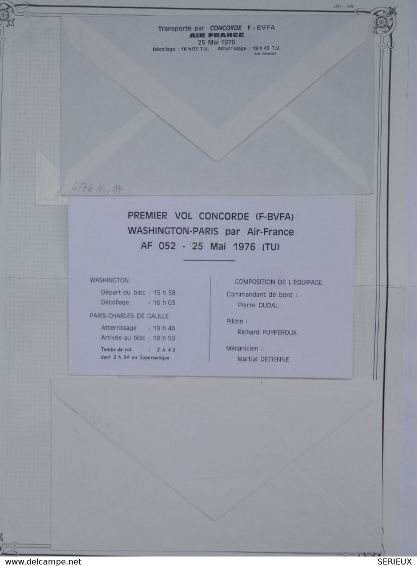 BG1  FRANCE 2 BELLES LETTRES  VOYAGEES A BORD DU CONCORDE 1ER VOL 24 . 25 MAI  1964 +PARIS USA  +AFF. PLAISANT - Premiers Vols