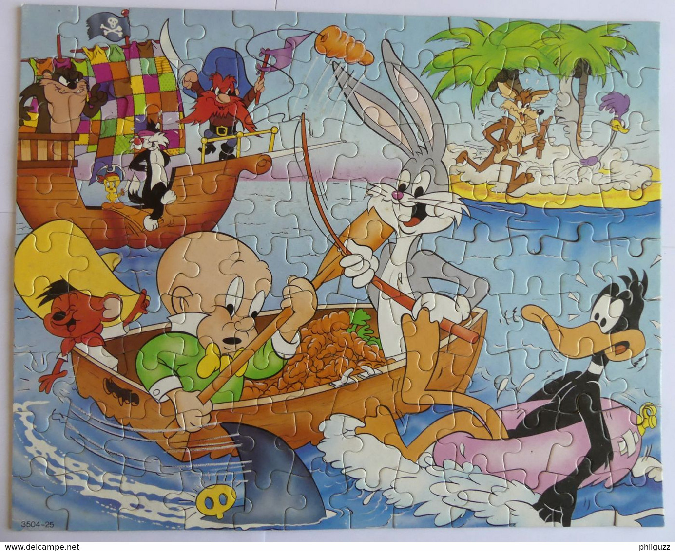 PUZZLE MB WARNER DAFFY DUCL ELMER SPEEDY GONZALES BUGS BUNNY  - 100 Pièces 1986 - Puzzels