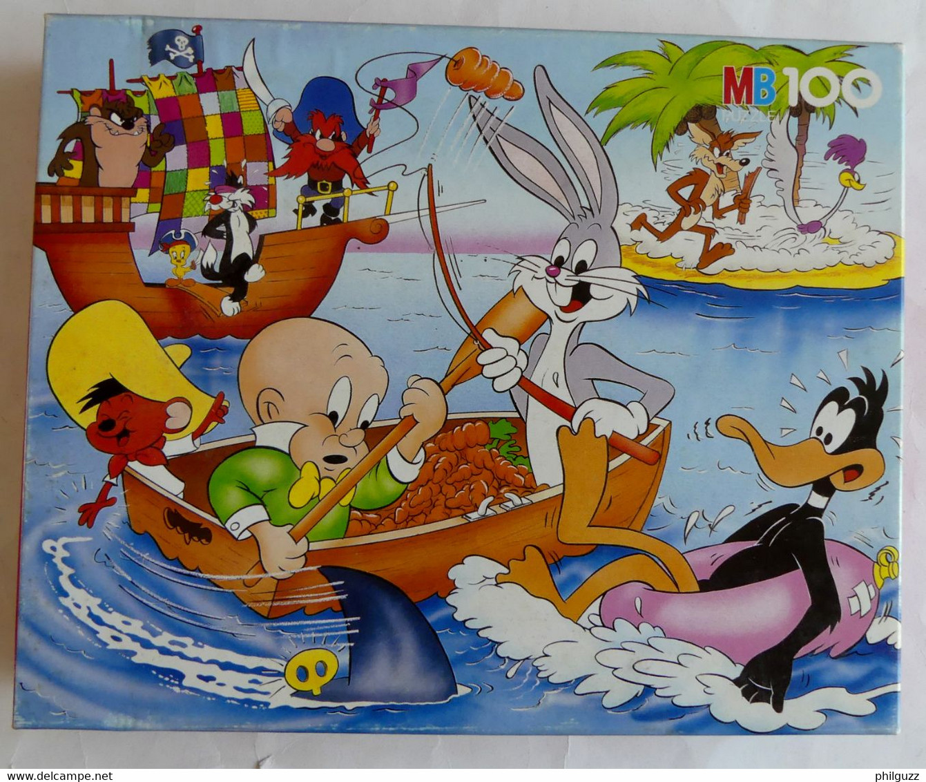 PUZZLE MB WARNER DAFFY DUCL ELMER SPEEDY GONZALES BUGS BUNNY  - 100 Pièces 1986 - Puzzels