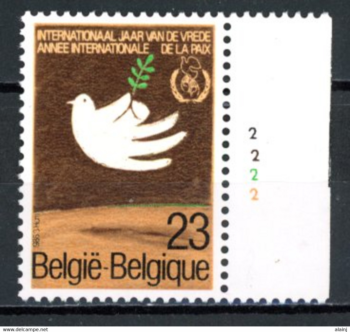 BE  2202  XX   ----    Année Internationale De La Paix   --   N° De Planche 2 - 1981-1990