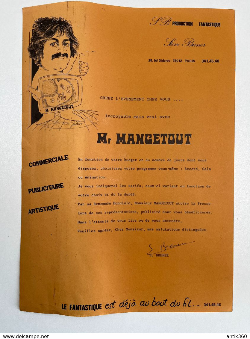 Cirque- Brochure Programme Monsieur MANGETOUT Michel LOTITO - Programs