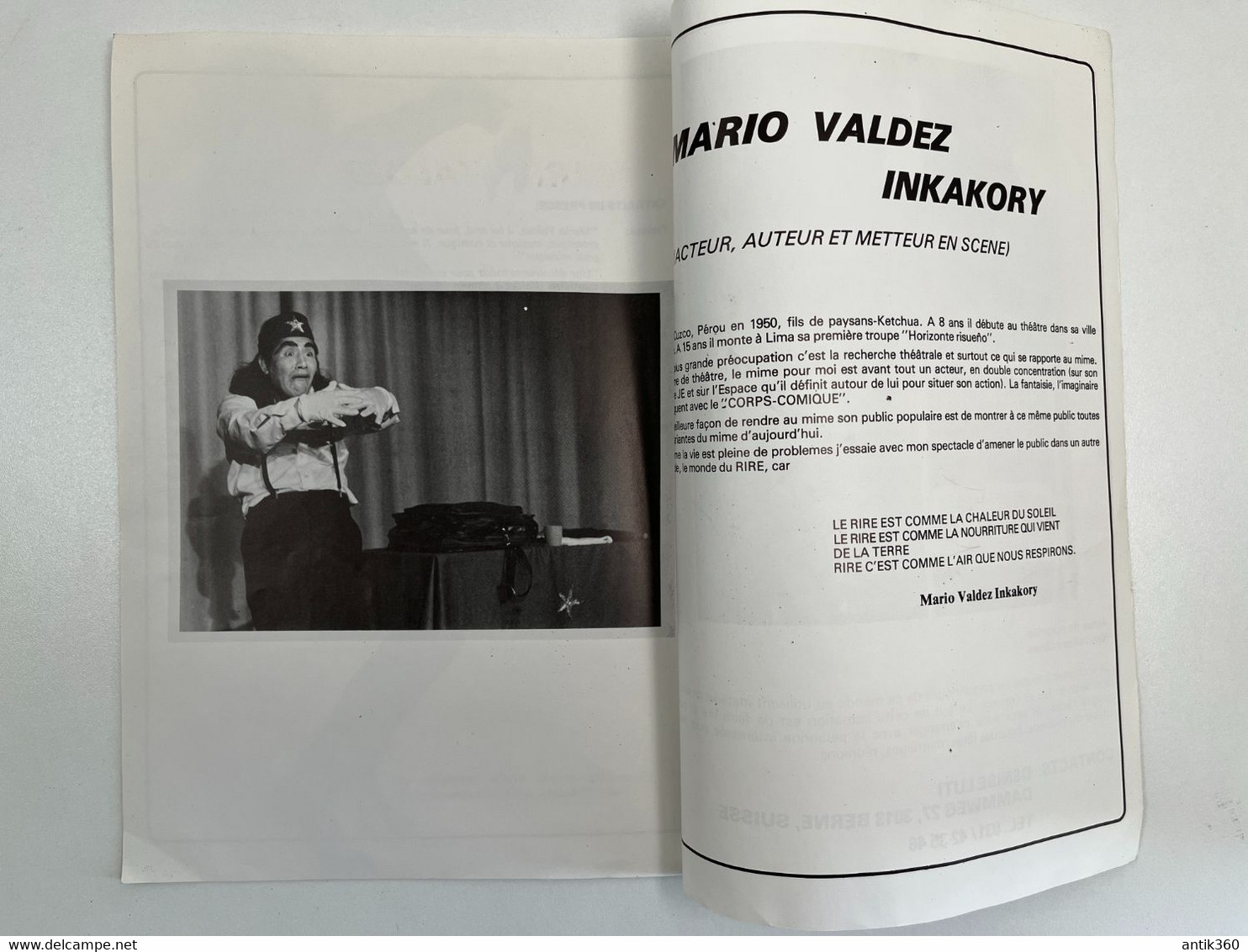 Cirque - Brochure + Affiche Clown Mime MARIO VALDEZ