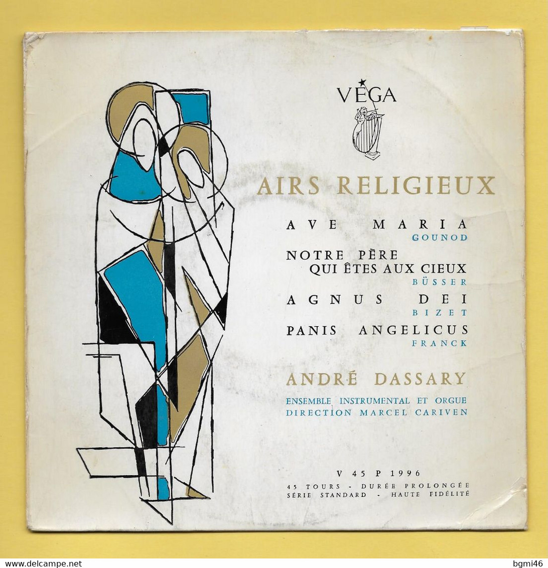 Disque Vinyle 45 Tours : ANDRE DASSARY : Airs Religieux : Voir Les 4 Titres Dans La Description..Scan A  : Voir 2 Scans - Gospel En Religie