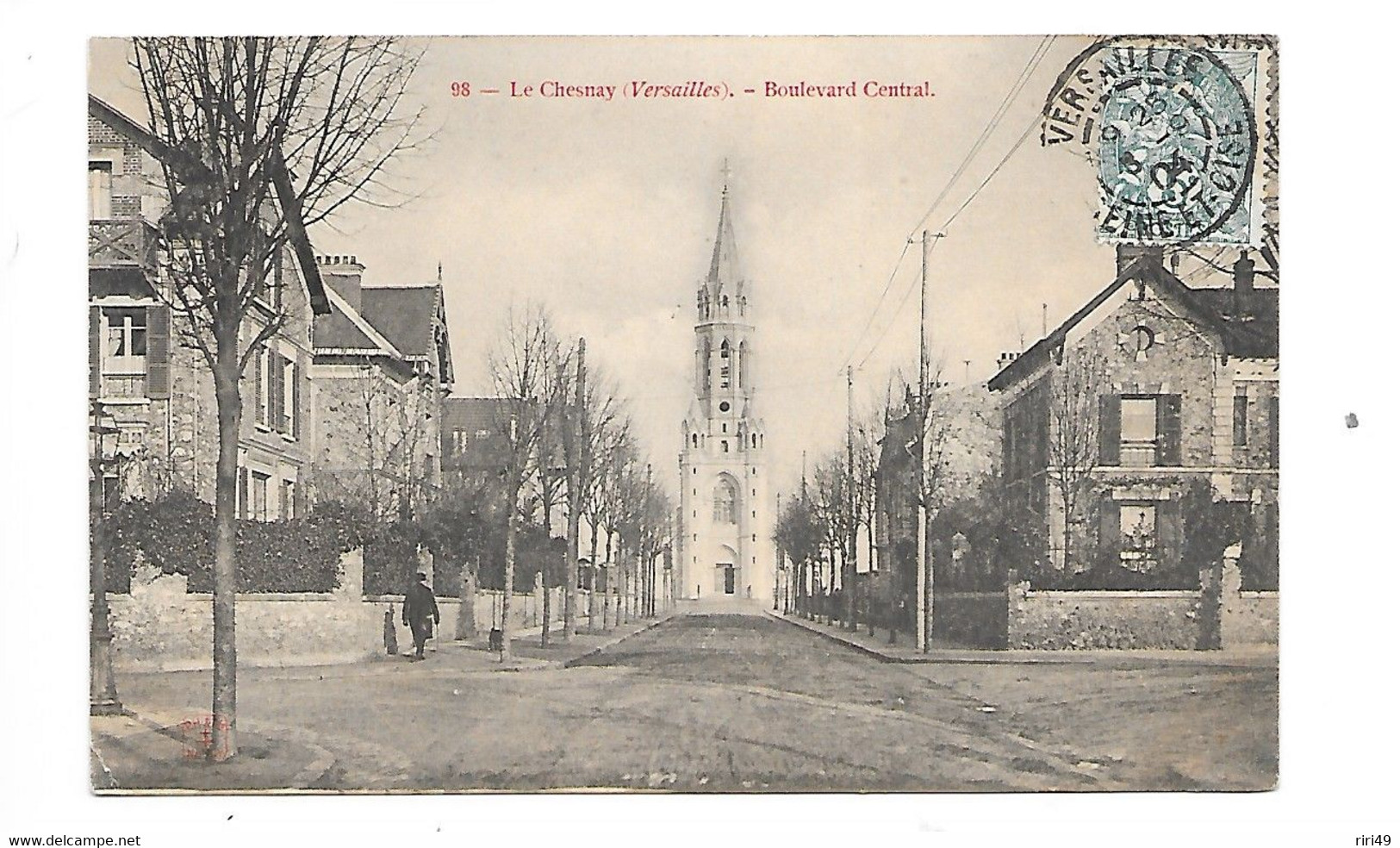 Cpa 78 LE CHESNAY., Boulevard Central, N°98, 1904, Voyagée, Belle Carte - Le Chesnay