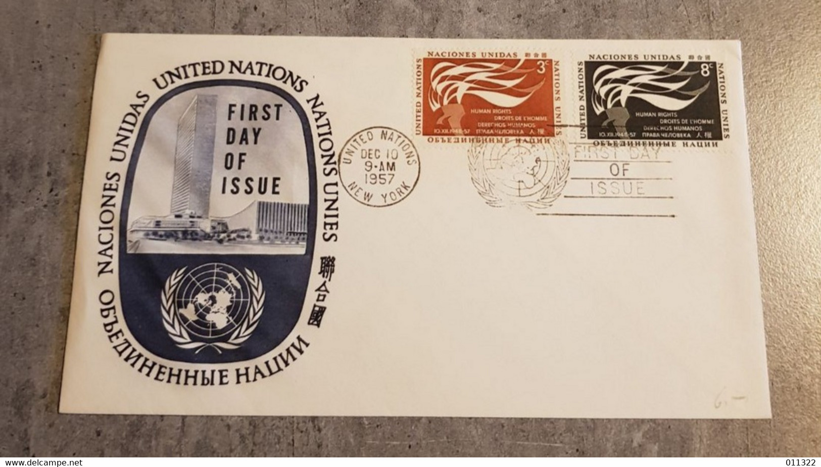 UNITED NATIONS NEW YORK FIRST DAY OF ISSUE  HUMAN RIGHTS - Storia Postale