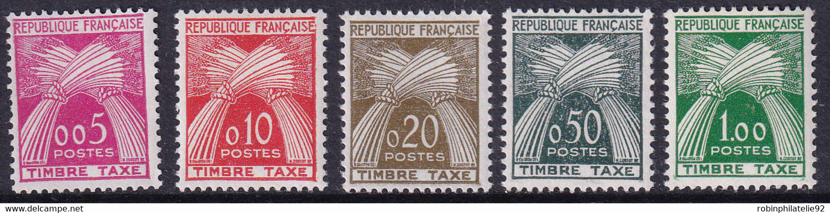 FRANCE  TAXES N°90 /94 Nouveaux Francs 5 Valeurs Qualité:** Cote:90 - 1960-.... Nuevos