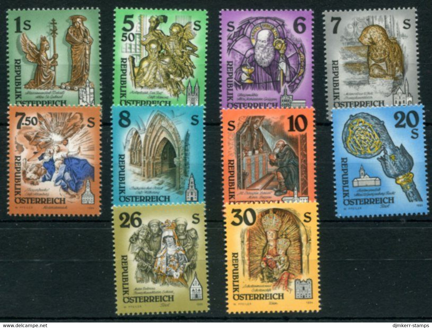 AUSTRIA 1993-95 Monasteries And Abbeys Definitive Complete (10) MNH / **.  SG 2325-34 - Unused Stamps