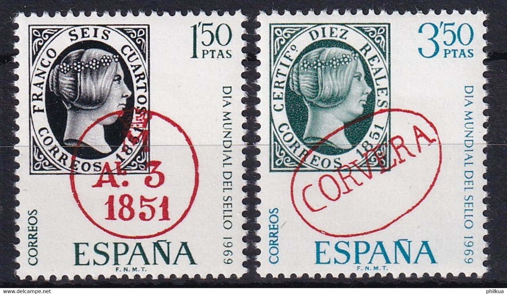 MiNr. 1809 - 1810 Spanien 1969, 6. Mai. Welttag Der Briefmarke (IX) Postfrisch/**/MNH - Timbres Sur Timbres