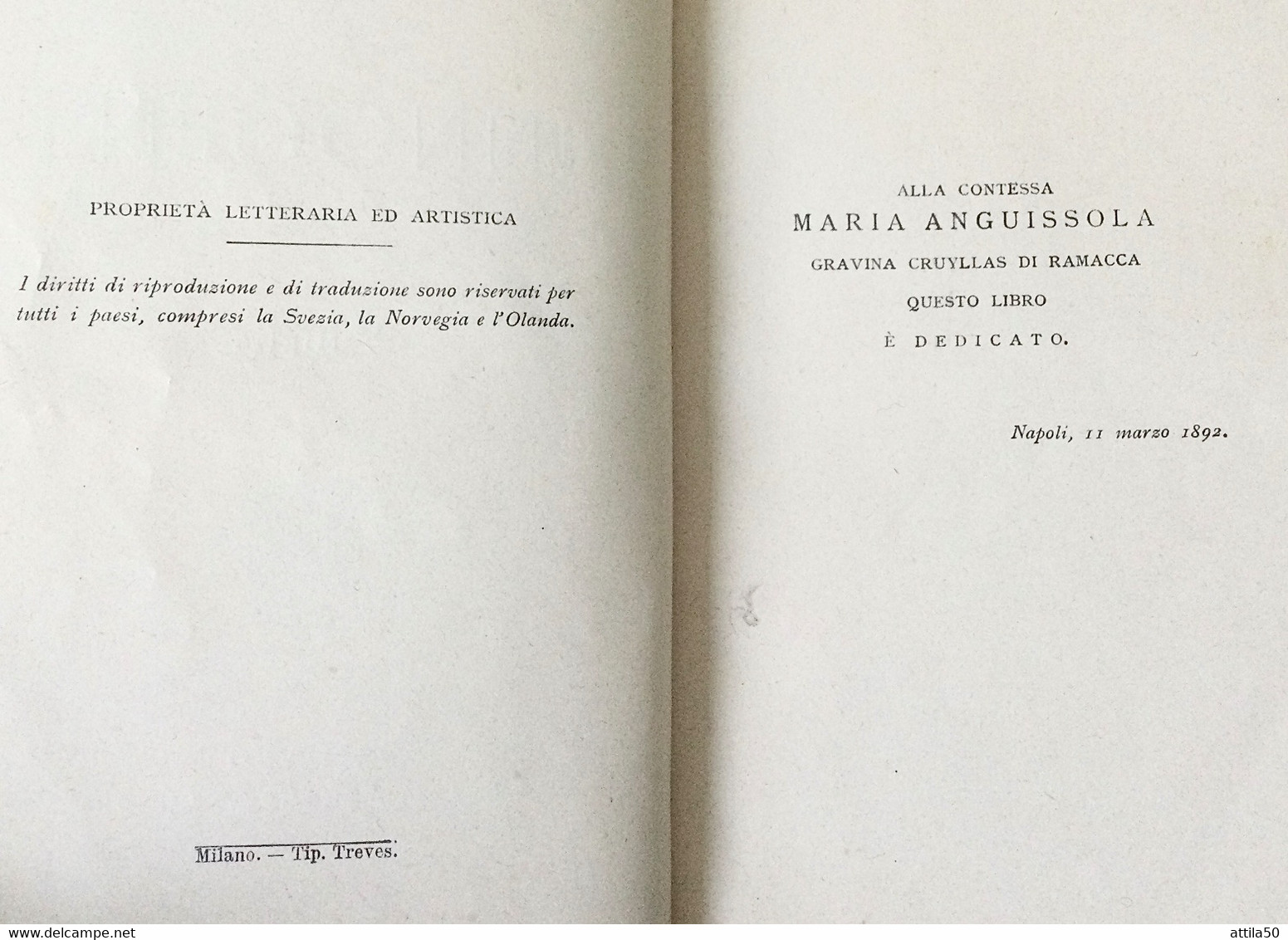 GABRIELE D’ANNUNZIO- L’INNOCENTE - Edizioni Treves Milano Pp.348 Anno 1909. Con Dedica Alla Contessa Anguissola Gravina. - Classiques