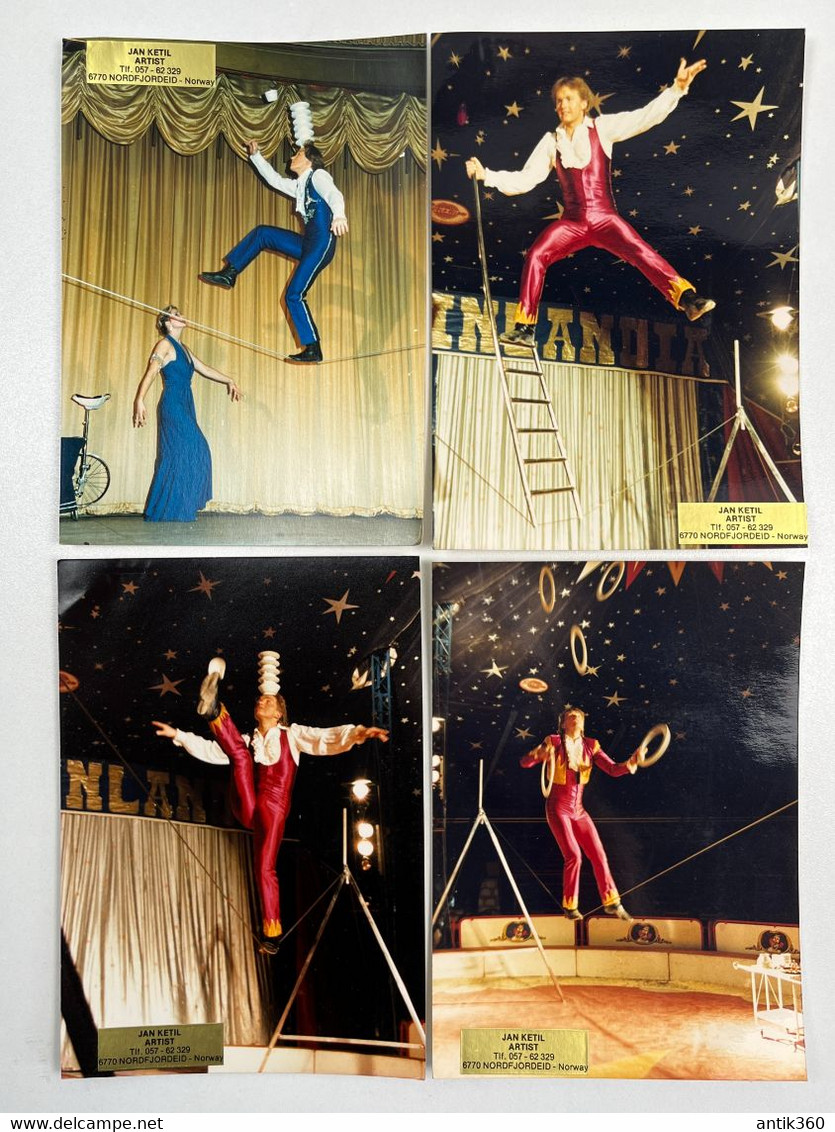 Cirque - Lot De 4 Photos Acrobate Jongleur JAN KETIL - Norway - Circus - Célébrités