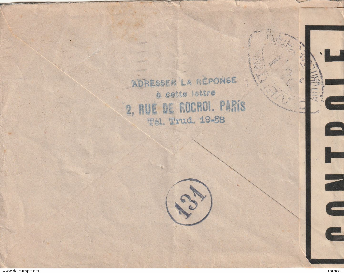 LETTRE 1944 PARIS CENSURE CHANTIER DE LA REGION PARISIENNE - 1939-44 Iris