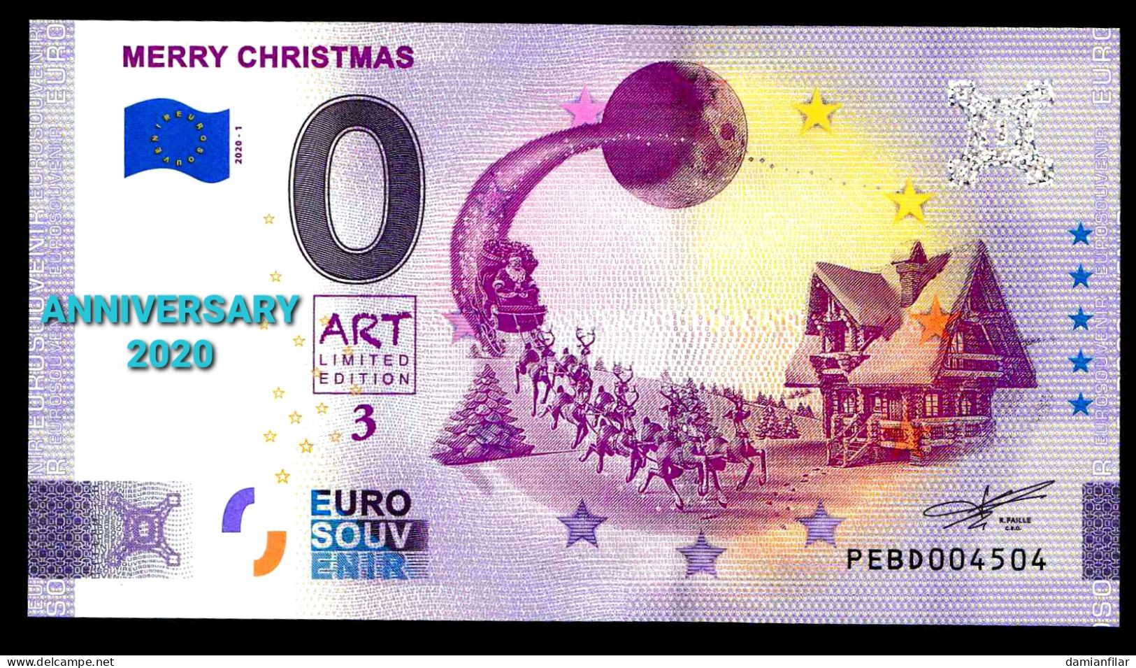 0 Euro Souvenir Merry Christmas Netherlands Art3 PEBD 2020-1 Anniversary - Sonstige & Ohne Zuordnung