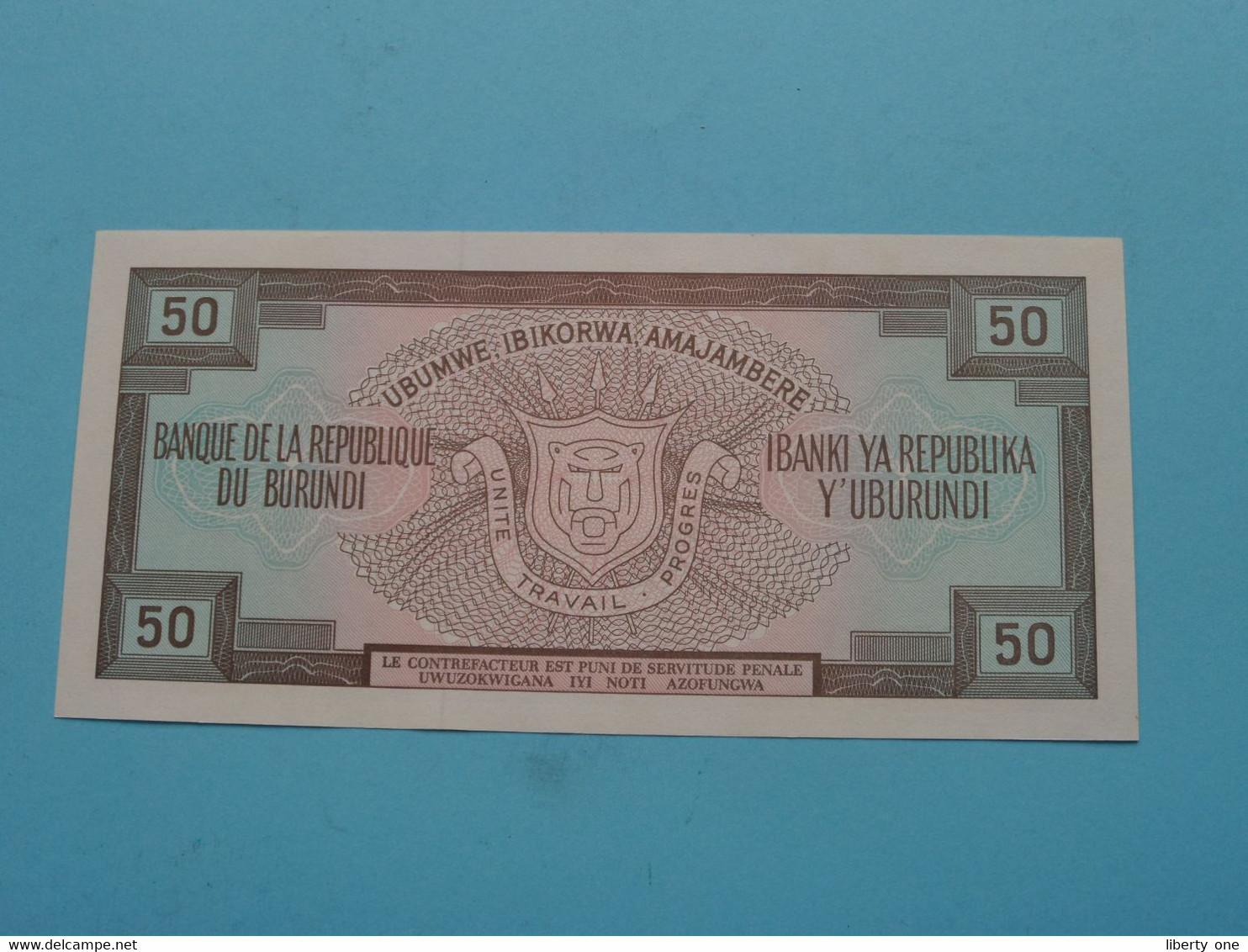 50 Cinquante Francs ( BR705076 ) Burundi > 01-05-93 ( Voir / See > Scans ) UNC ! - Burundi