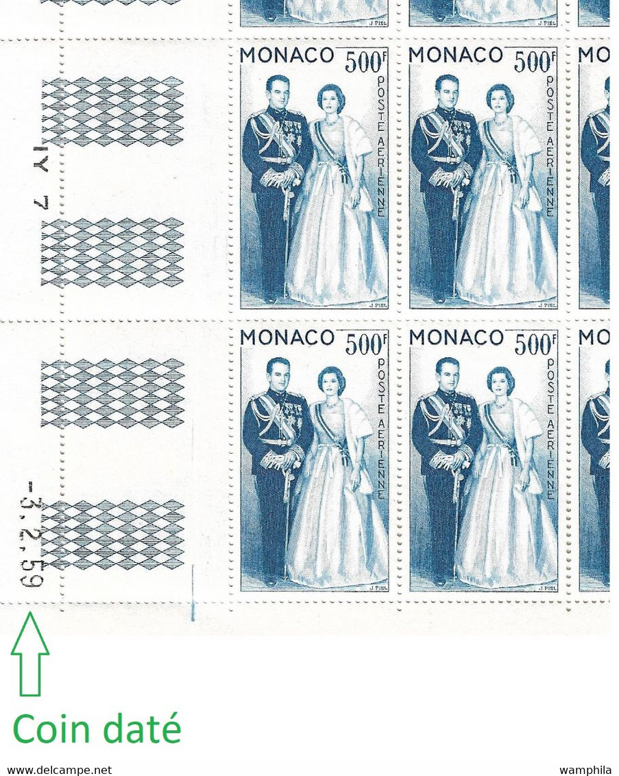 Monaco poste aérienne N°71/72** en feuille. Couple princier. Cote 1581€.