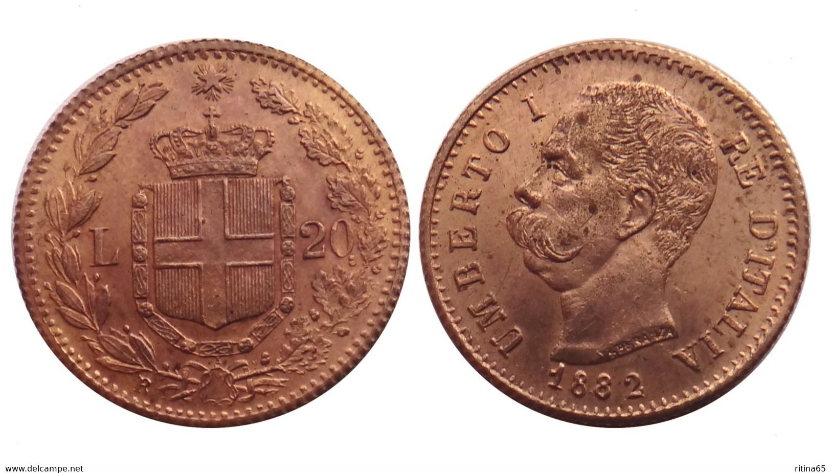 GETTONE MONETA RIPRODUZIONE !!! 20 LIRE 1882 UMBERTO I° !!! - Monétaires/De Nécessité