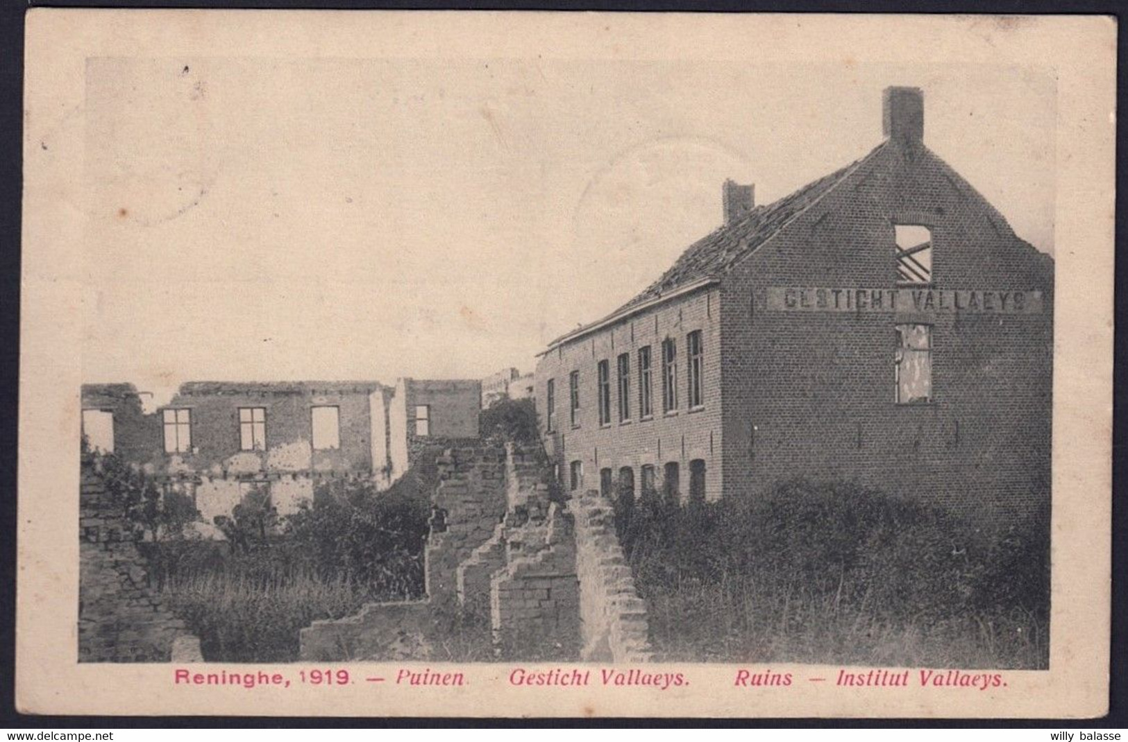 +++ CPA - RENINGE - RENINGHE - 1919 - Institut Vallaeys - Ruines   // - Lo-Reninge