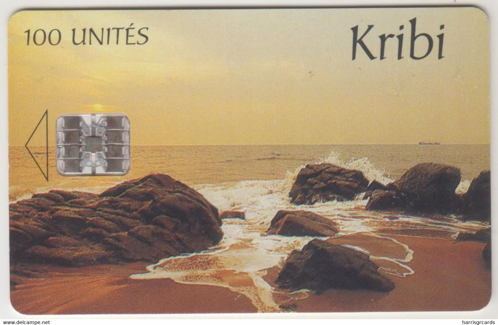 CAMEROON - Kribi (Camtel Logo), Camtel, 100 U, CN:2 Lines:C9A+6 Digits:embossed,8 Digits On Green Stripe,used - Kameroen